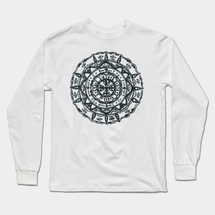 Hindu/ Buddhist Black and White Mandala Long Sleeve T-Shirt